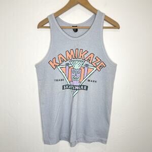 Vintage Kamikaze Skatewear Marquee 1988 Tank Top Mens Medium Gray USA